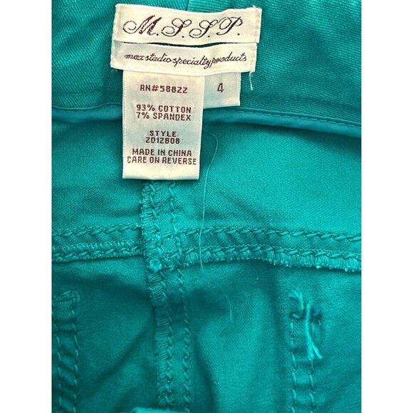 MSSP Max studio specialty products teal skinny jean pants Size 4 stretch - Picture 5 of 5